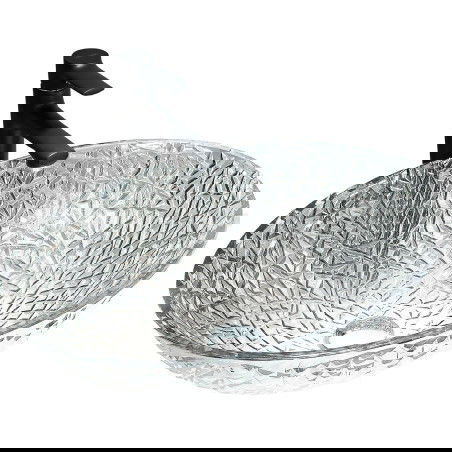 Mexen Goa γυάλινος νιπτήρας επιτραπέζιος 50 x 36 cm, διαφανής - 24085000