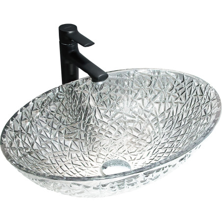 Mexen Goa lavabo de vidrio de sobre encimera 50 x 36 cm, transparente - 24085000