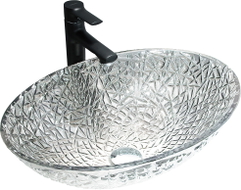 Mexen Goa glazen opzetwastafel 50 x 36 cm, transparant - 24085000
