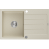 Mexen Bruno granit gootsteen 1-komerig met afdruiprek 795 x 495 mm, beige, chrom sifon - 6513791010-69