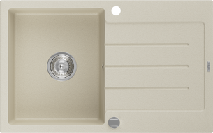 Mexen Bruno fregadero de granito de 1 cubeta con escurridor 795 x 495 mm, beige, sifón cromo - 6513791010-69