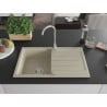 Mexen Bruno granite sink single bowl with drainer 795 x 495 mm, beige, chrome siphon - 6513791010-69