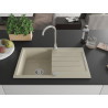 Mexen Bruno Granitspüle 1-fach mit Abtropffläche 795 x 495 mm, beige, Chrom-Siphon - 6513791010-69