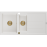 Mexen Andres fregadero de granito de 1,5 senos con escurridor 1000 x 500 mm, blanco, sifón dorado - 6515101510-20-G