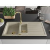 Mexen Andres granieten spoelbak 1,5-kompartiment met afdruiprek 1000 x 500 mm, beige, gouden sifon - 6515101510-69-G