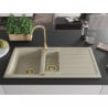 Mexen Andres Granitspüle 1,5-beckig mit Abtropffläche 1000 x 500 mm, beige, goldener Syphon - 6515101510-69-G
