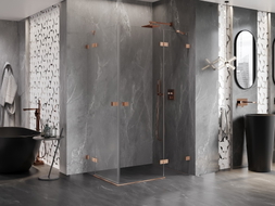 Mexen Lunar Duo tuš kabina desna, dimenzije 115 x 80 cm, prozirna, brušeni bakar - 834-115P-080L-65-00