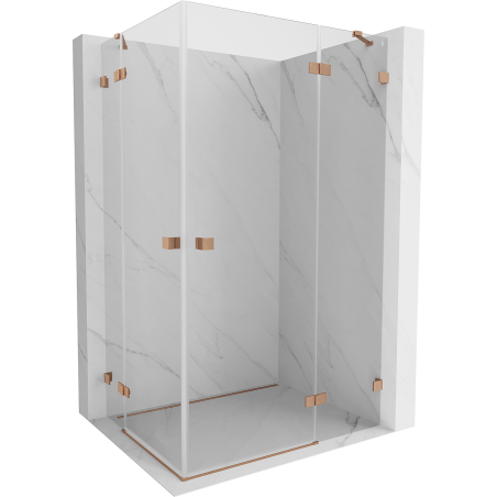 Mexen Lunar Duo Shower Enclosure Swing Right 115 x 95 cm, Transparent, Brushed Copper - 834-115P-095L-65-00