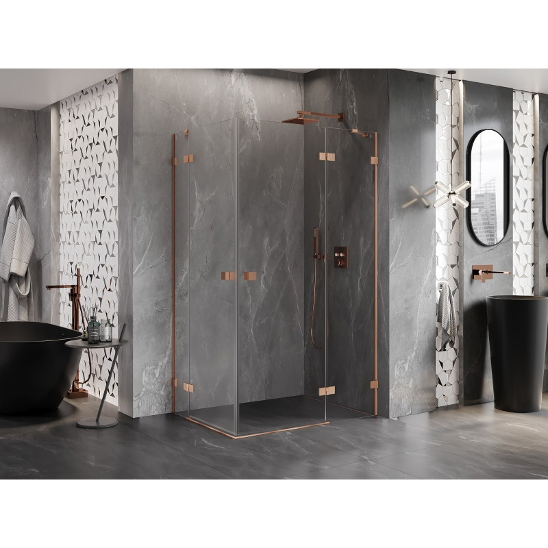 Mexen Lunar Duo dušinurk, parem hingedega 115 x 110 cm, läbipaistev, harjatud vask - 834-115P-110L-65-00