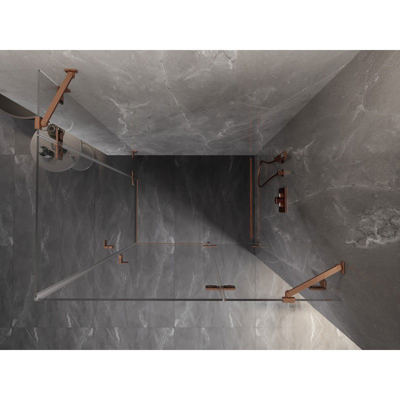 Mexen Lunar Duo douchecabine, draaiend, rechts 120 x 75 cm, transparant, geborsteld koper - 834-120P-075L-65-00