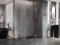 Mexen Lunar Duo parema hinged dušikabiin 120 x 100 cm, läbipaistev, harjatud vask - 834-120P-100L-65-00