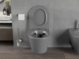 Mexen Rico Rimless WC Bowl with Slim Soft-Close Seat, Duroplast, Dark Gray Matte - 30724071
