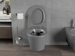 Mexen Rico WC školjka Rimless s daskom soft-close slim, duroplast, tamno siva mat - 30724071