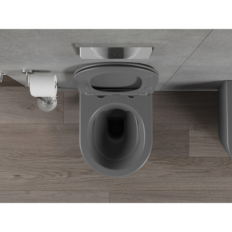 Mexen Rico Rimless WC pott aeglaselt langeva slim luugiga, duroplast, tumehall matt - 30724071