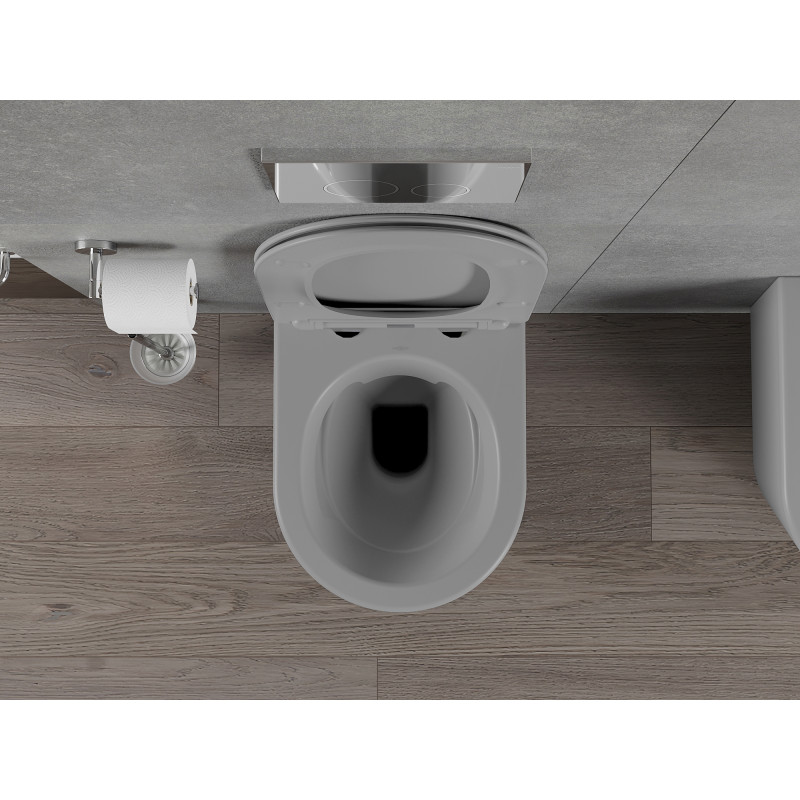 Mexen Rico inodoro sin borde con tapa de cierre suave versión slim, duroplast, gris claro mate - 30724061