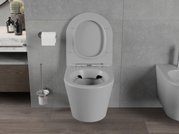 Mexen Rico miska wc Rimless z deską wolnoopadającą slim, duroplast, szara jasna mat - 30724061