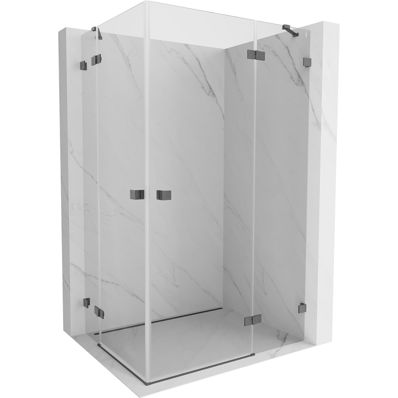 Mexen Lunar Duo kabina prysznicowa uchylna prawa 110 x 70 cm, transparent, gun gray szczotkowany - 834-110P-070L-66-00