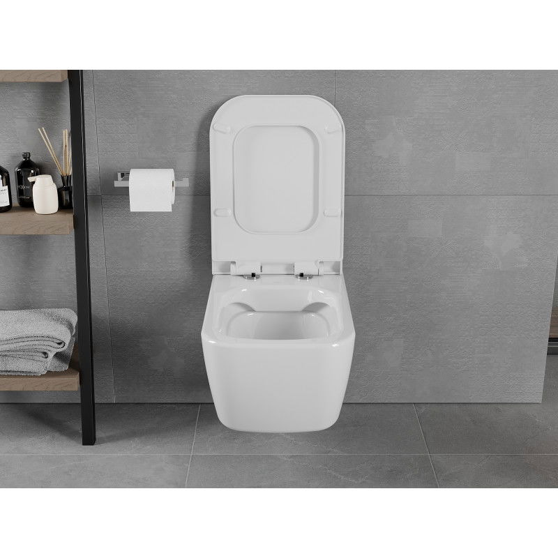 Mexen Elis wc školjka Rimless z desko slim z mehkima zapiranjem, duroplast, bela sijaj - 30910700