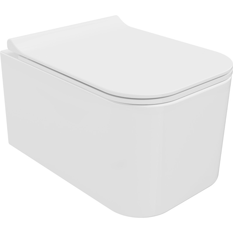 Mexen Elis Rimless WC-pott aeglaselt laskuva Slim duroplastist kaanega, valge läige - 30910700