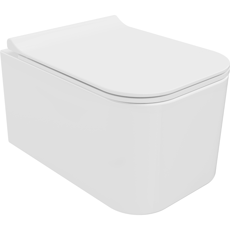 Mexen Elis wc-kom met Rimless-systeem en slanke, langzaam sluitende duroplast-bril, glanzend wit - 30910700