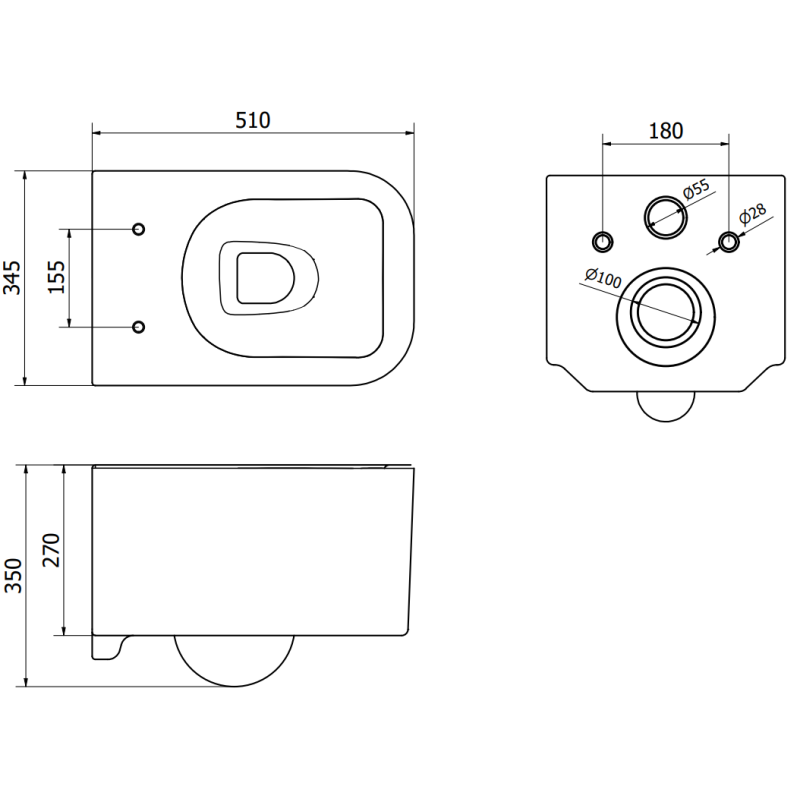 Mexen Elis WC-Schüssel Rimless mit Absenkautomatik Slim, Duroplast, weiß glänzend - 30910600