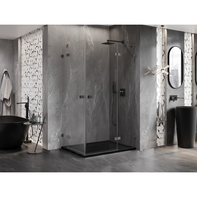 Mexen Lunar Duo dušinurk hingega uks, parem, 115 x 70 cm, läbipaistev, püssihall harjatud - 834-115P-070L-66-00