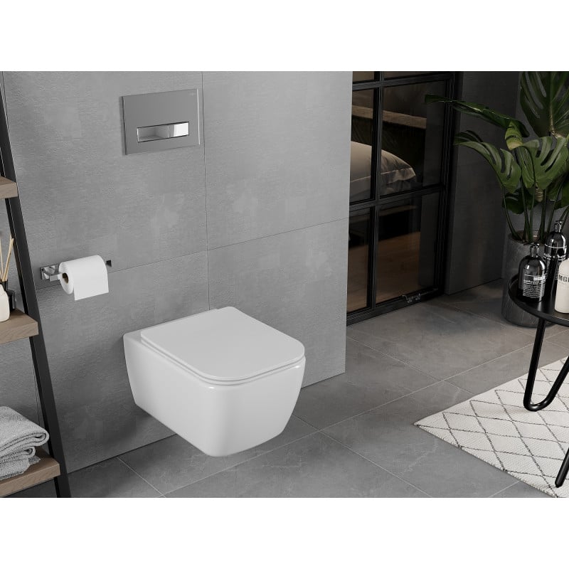 Mexen Elis Rimless WC Bowl with Slim Soft-close Seat, Duroplast, Glossy White - 30910600