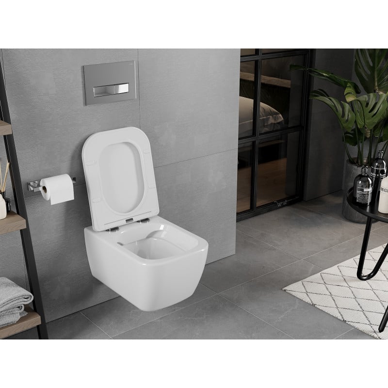 Mexen Elis wc-kom Rimless met soft-close slim zitting, duroplast, glanzend wit - 30910600