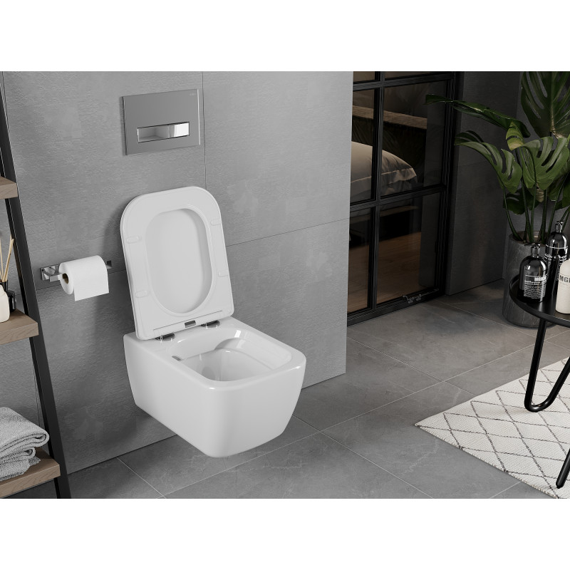 Mexen Elis wc-pot Rimless met langzaam sluitende slanke zitting, duroplast, wit glans - 30910600