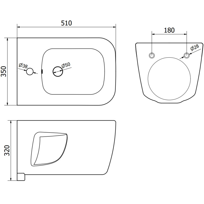 Mexen Margo bidet wiszący, biały - 35425100