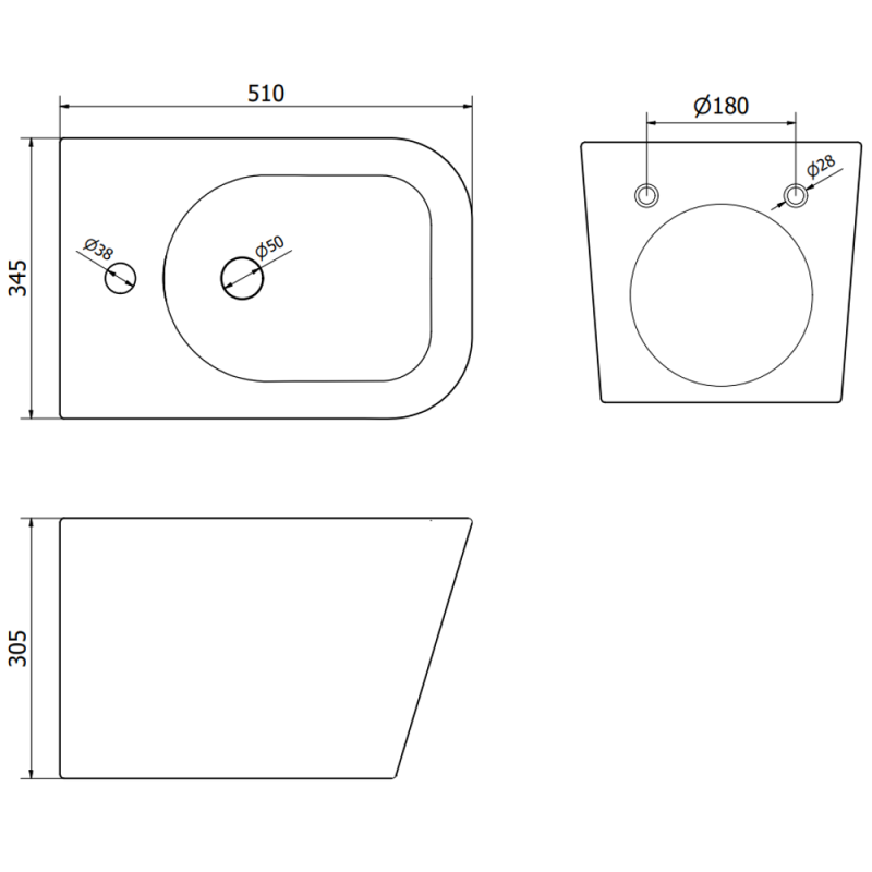 Mexen Teo wall-hung bidet, white - 35855100