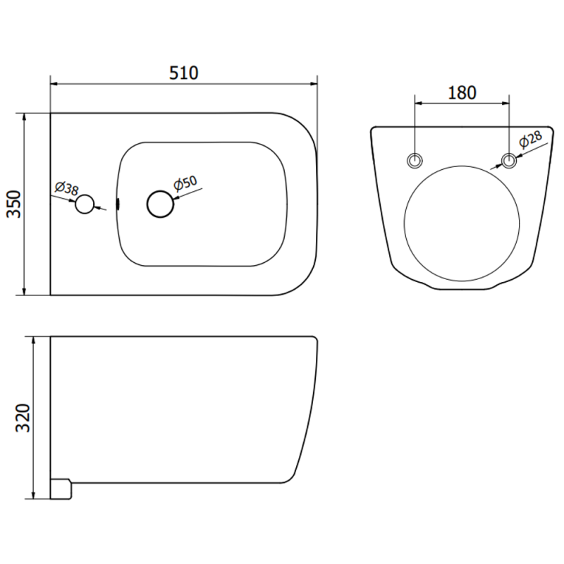 Mexen Stella hängende Bidet, wäiss - 35685100