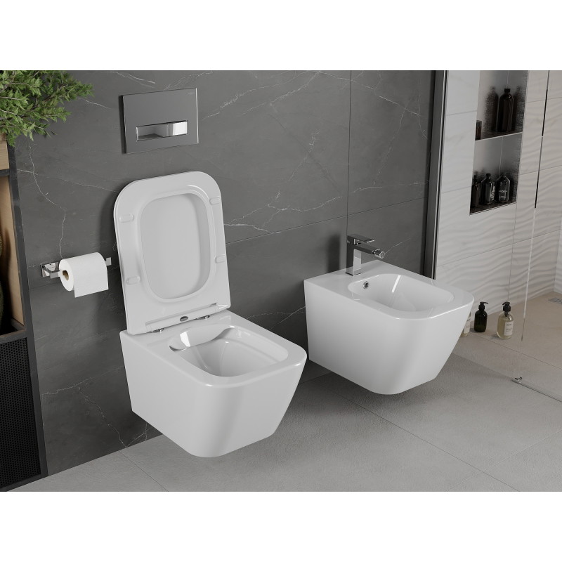 Mexen Madox Rimless wc-pot met slim zacht sluitende zitting, duroplast, wit glans - 30154000