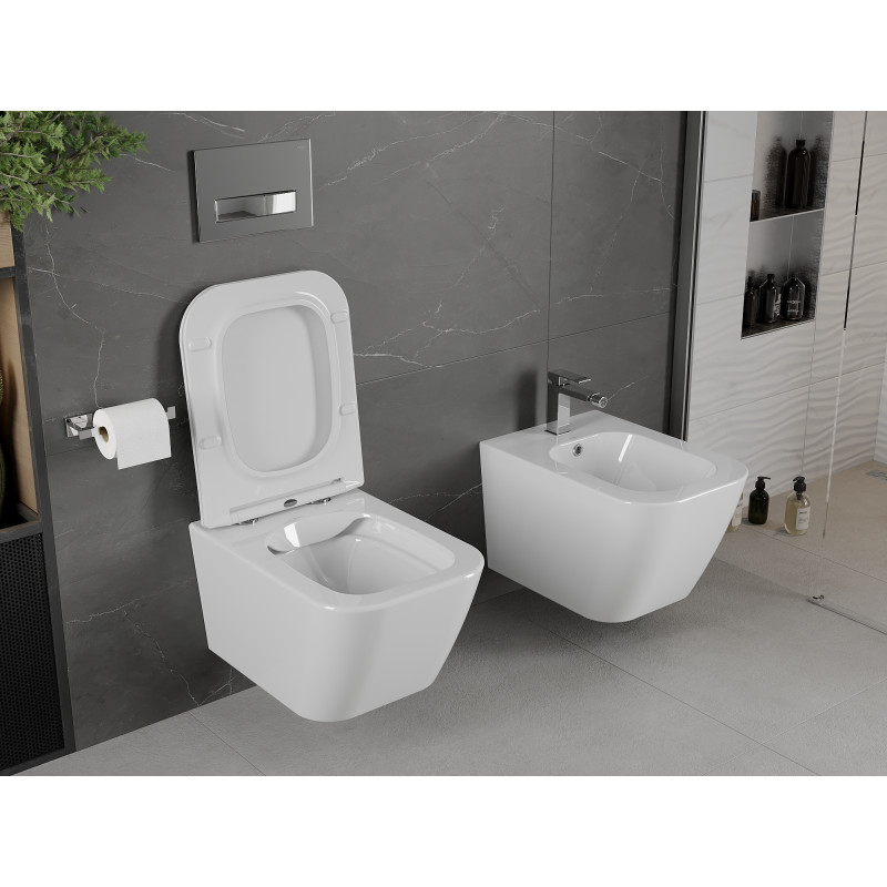 Mexen Madox Rimless WC-Schüssel mit soft-schließendem Slim-Sitz, Duroplast, glänzend weiß - 30154000