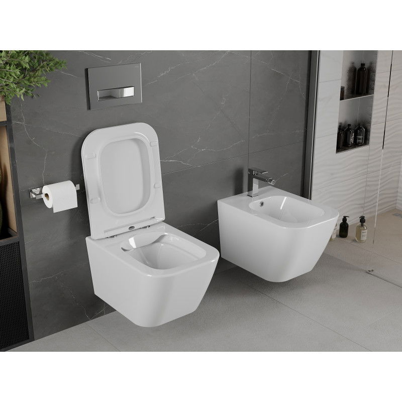 Mexen Madox WC-skål Rimless med mjukstängande slim-sits, duroplast, vit glans - 30154000