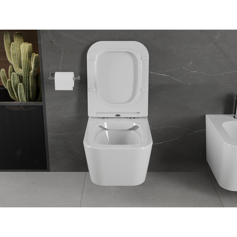 Mexen Madox cuvette WC sans rebord avec abattant à descente lente slim, duroplast, blanc brillant - 30154000