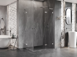 Mexen Lunar L Duo cabina de ducha abatible derecha 85 x 80 cm, transparente, cromo - 834L-085P-080L-01-00