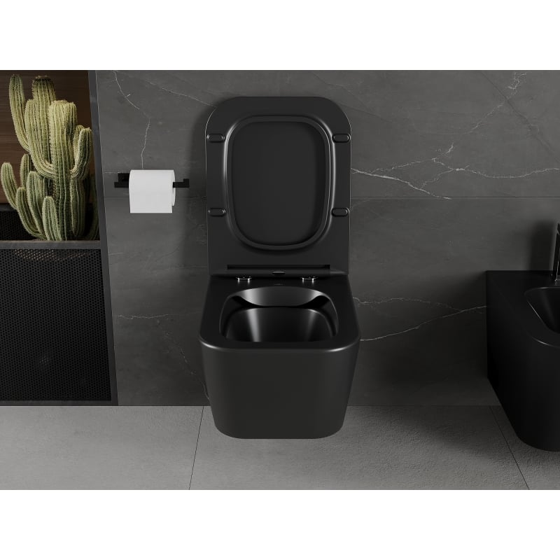 Mexen Madox Rimless WC bowl with soft-closing slim seat, duroplast, matte black - 30154070