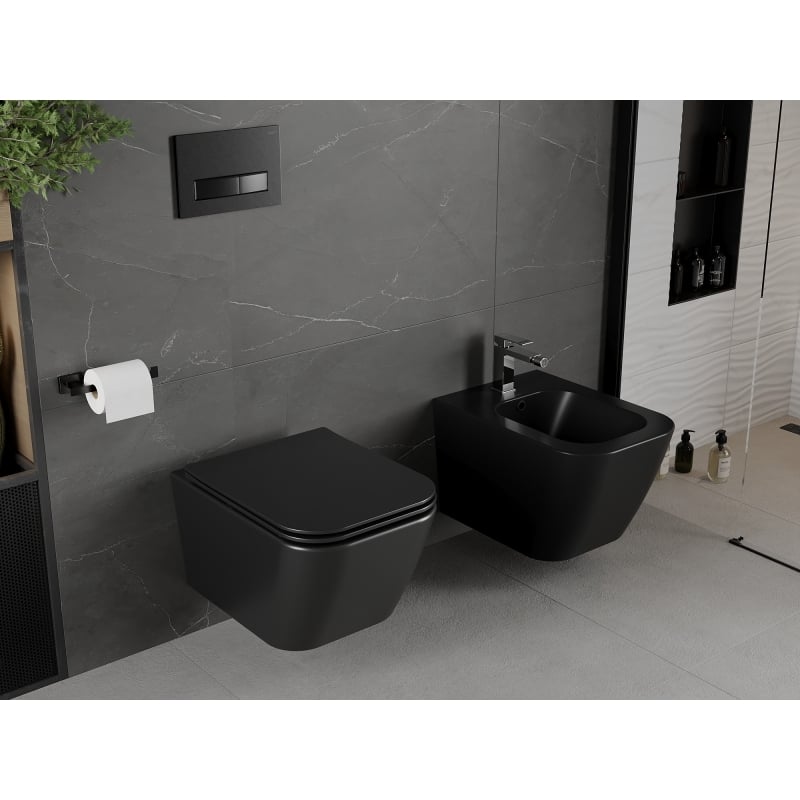 Mexen Madox Rimless WC bowl with soft-closing slim seat, duroplast, matte black - 30154070