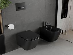 Mexen Madox miska wc Rimless z deską wolnoopadającą slim, duroplast, czarna mat - 30154070