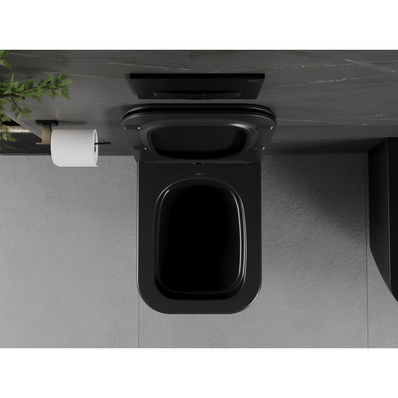 Mexen Madox cuvette WC sans bride avec abattant à descente lente slim, duroplast, noir mat - 30154070