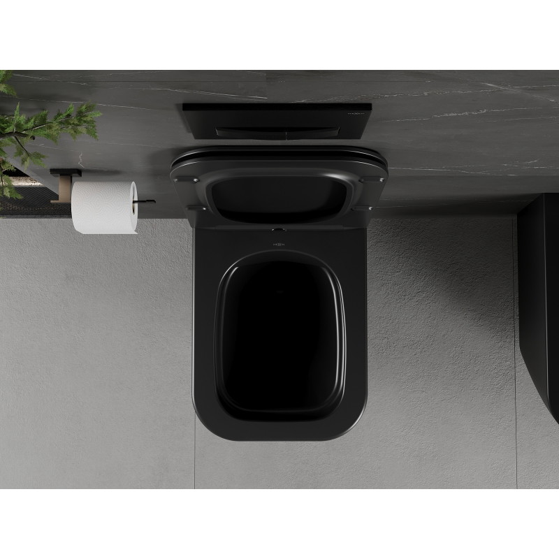 Mexen Madox wc-kom Rimless met zacht sluitende slanke zitting, duroplast, mat zwart - 30154070