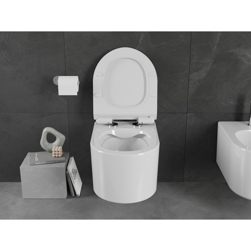 Mexen Sofia inodoro sin borde Rimless con asiento slim de caída lenta, duroplast, blanco brillo - 30540100