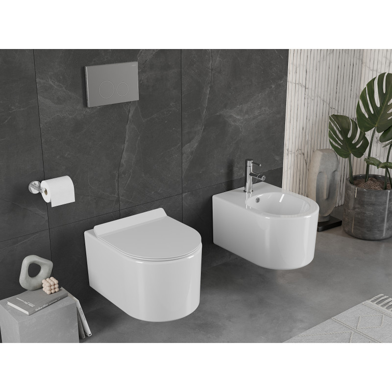 Mexen Sofia WC-Schüssel Rimless mit Slim-Softclose-Sitz, Duroplast, Weiß glänzend - 30540100