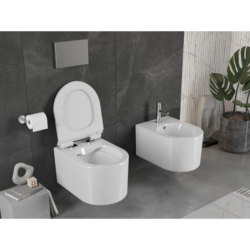 Mexen Sofia inodoro sin borde Rimless con asiento slim de caída lenta, duroplast, blanco brillo - 30540100