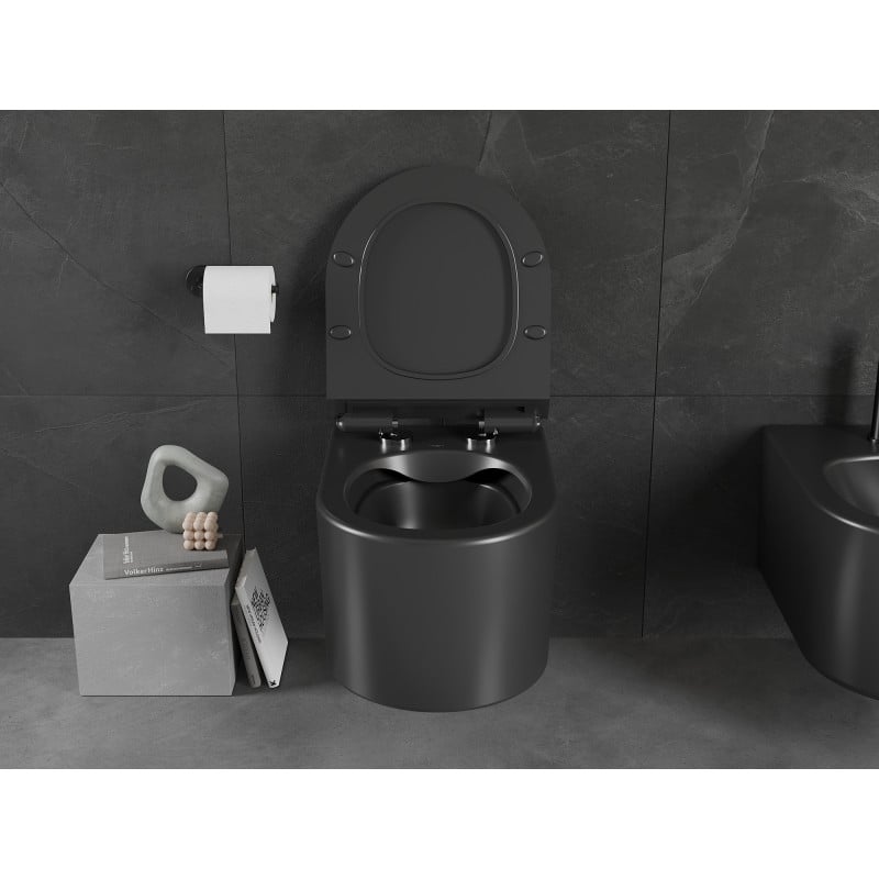 Mexen Sofia miska wc Rimless z deską wolnoopadającą slim, duroplast, czarna mat - 30540185