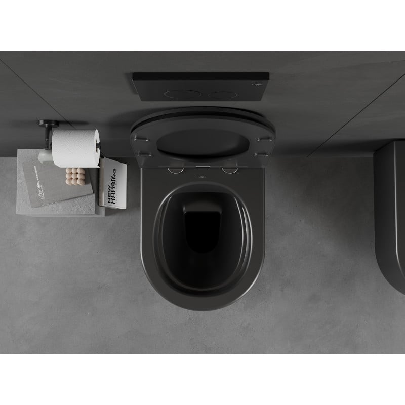 Mexen Sofia WC-Schüssel Rimless mit Slim-Absenkautomatik-Sitz, Duroplast, Schwarz Matt - 30541085