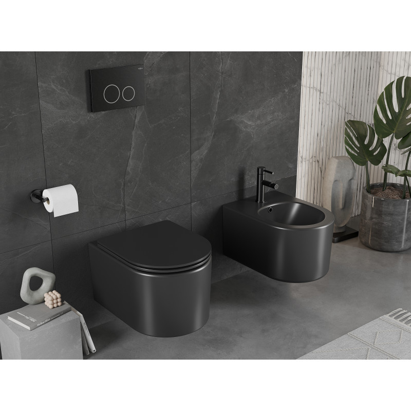 Mexen Sofia cuvette WC Rimless avec abattant à descente lente slim, duroplast, noir mat - 30541085