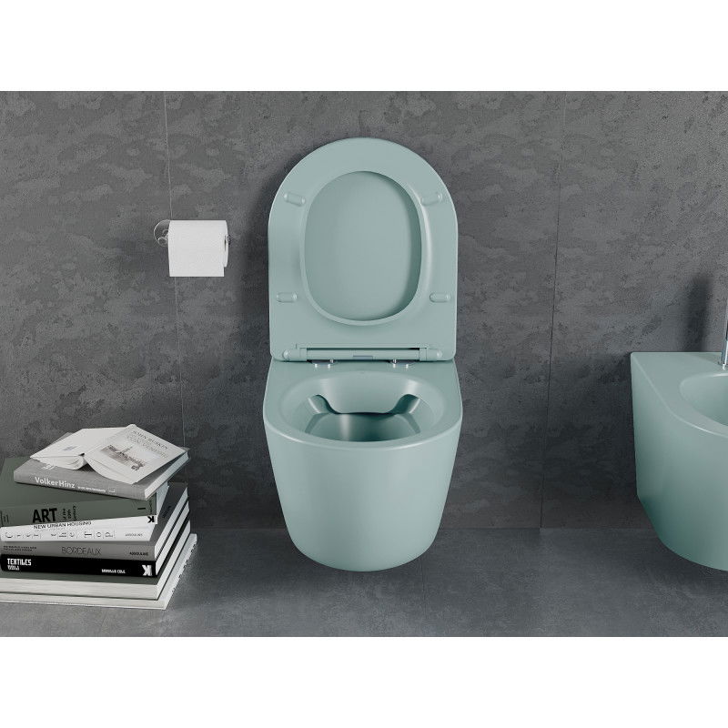 Mexen Lena wc školjka Rimless z desko počasnim zapiranjem slim, duroplast, svetlo zelena mat - 30224048