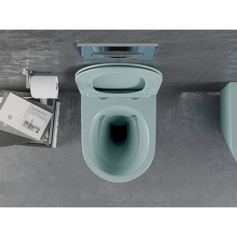 Mexen Lena Rimless toilet bowl with soft-close slim seat, duroplast, light green matte - 30224048